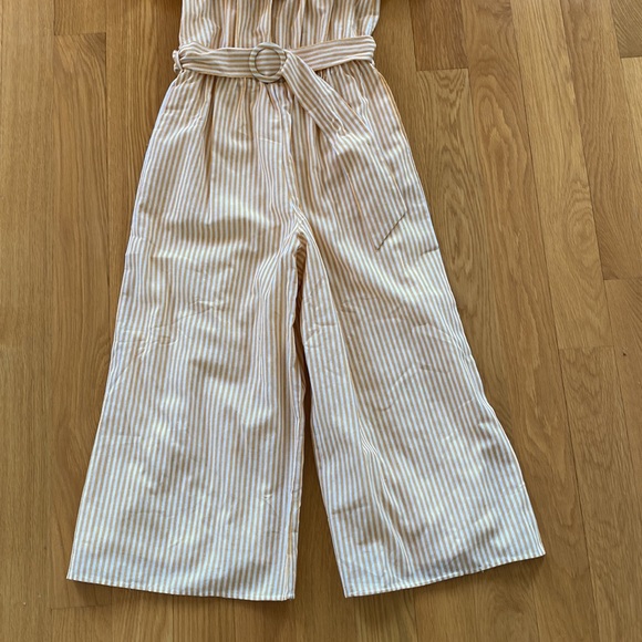 NEW Red Dress Boutique Yellow Striped Linen Jumpsuit with Belt - Picture 3 of 6